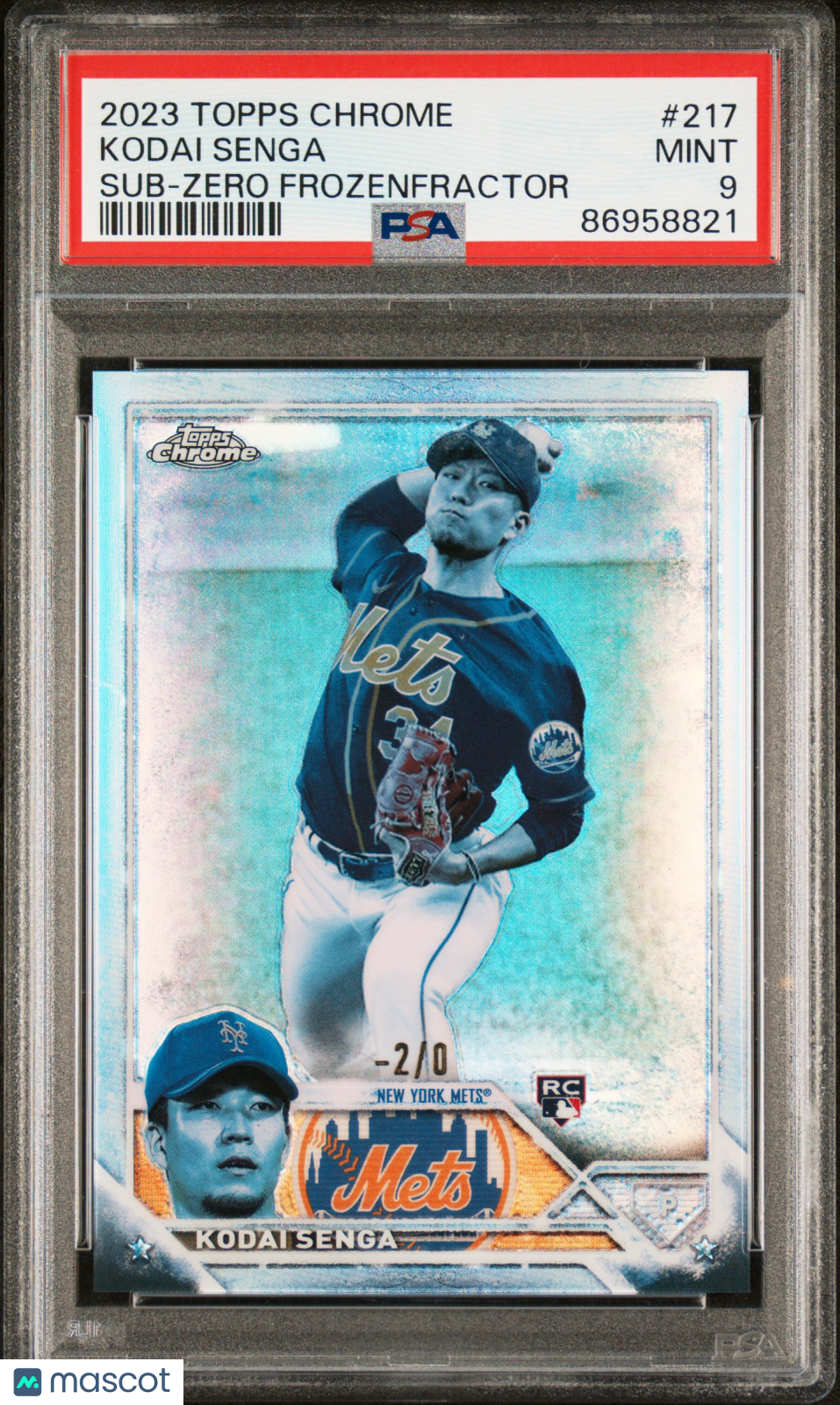 2023 Topps Chrome Kodai Senga #217 Sub Zero Frozenfractor -2/0 PSA 9