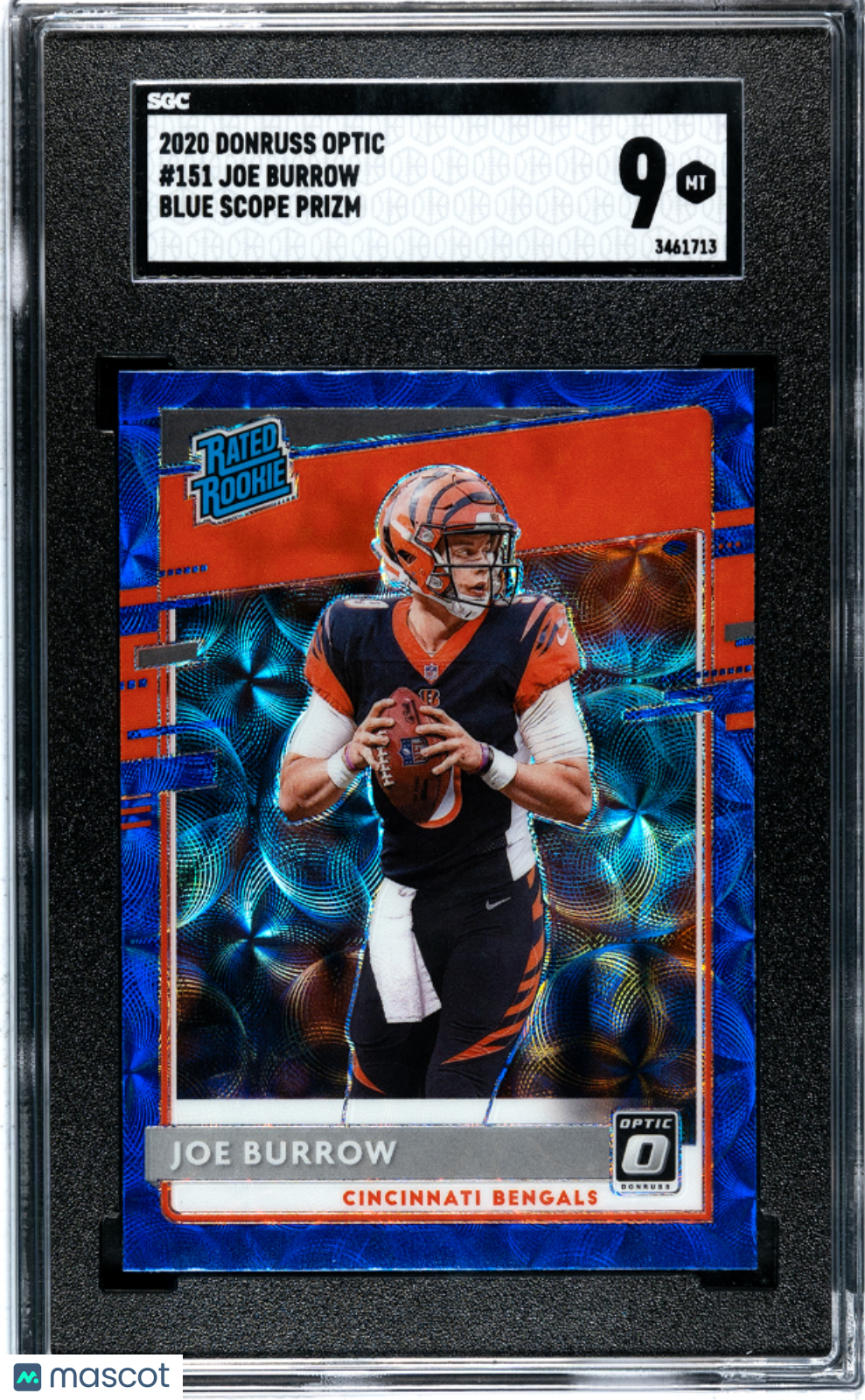 2020 Donruss Optic Joe Burrow #151 Blue Scope Prizm SGC 9