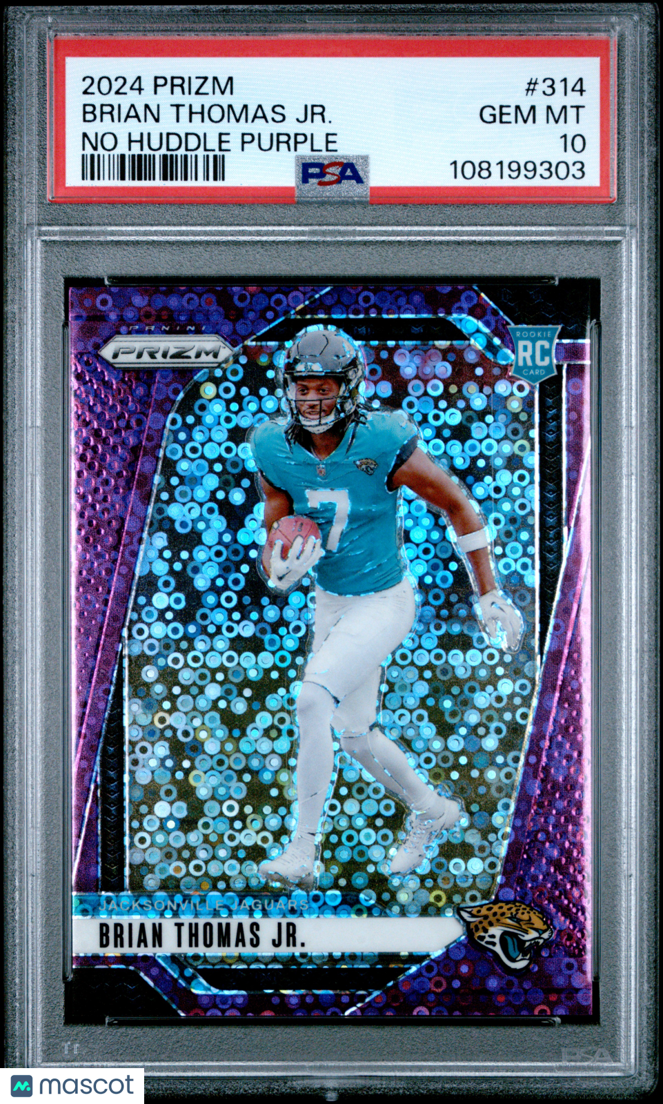 2024 Panini Prizm Brian Thomas JR. #314 No Huddle Purple PSA 10