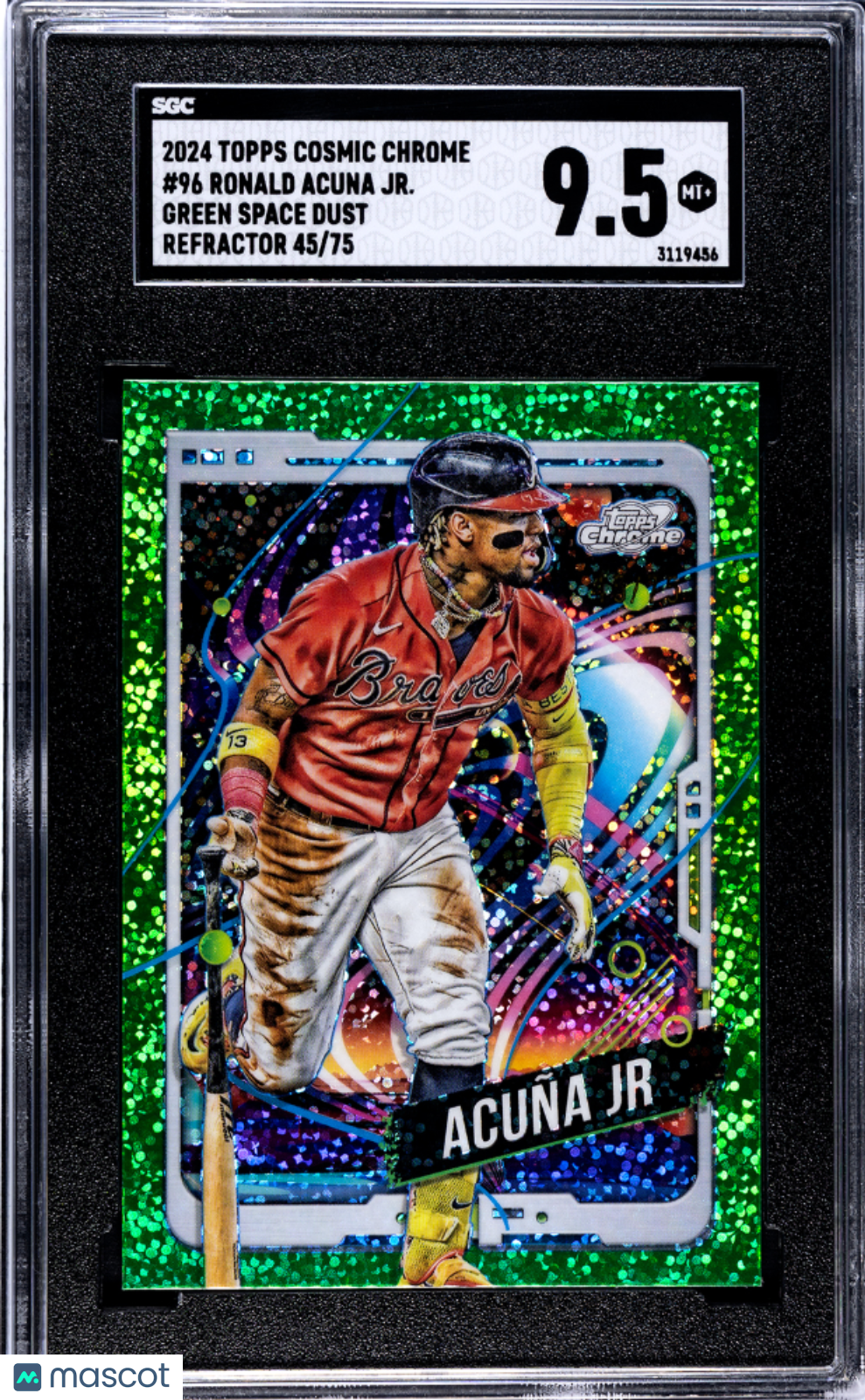 2024 Topps Cosmic Chrome Ronald Acuna JR. #96 Green Space Dust /75 SGC 9.5