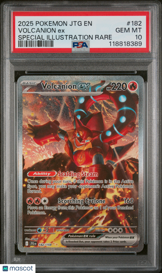 2025 Pokemon JTG EN-Journey Together Volcanion EX #182 Illustration Rare PSA 10