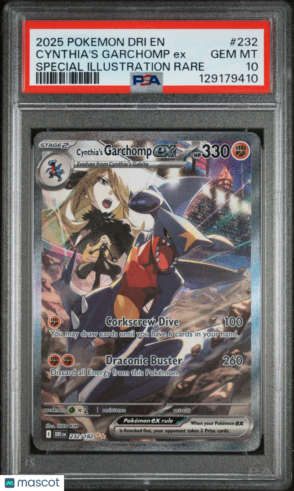 2025 Pokemon Dri EN-Destined Rivals Cynthia's Garchomp EX SIR PSA 10 #232