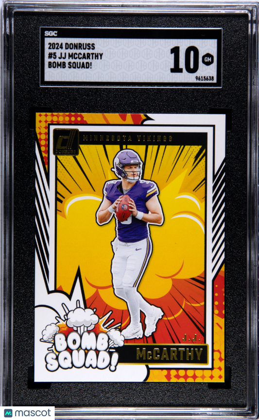 2024 Donruss JJ Mccarthy #5 Bomb Squad! SGC 10