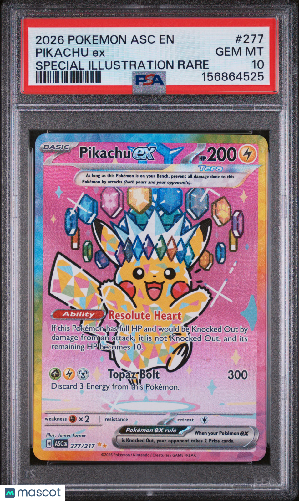 2026 Pokemon Asc EN-Ascended Heroes Pikachu EX SIR PSA 10 #277