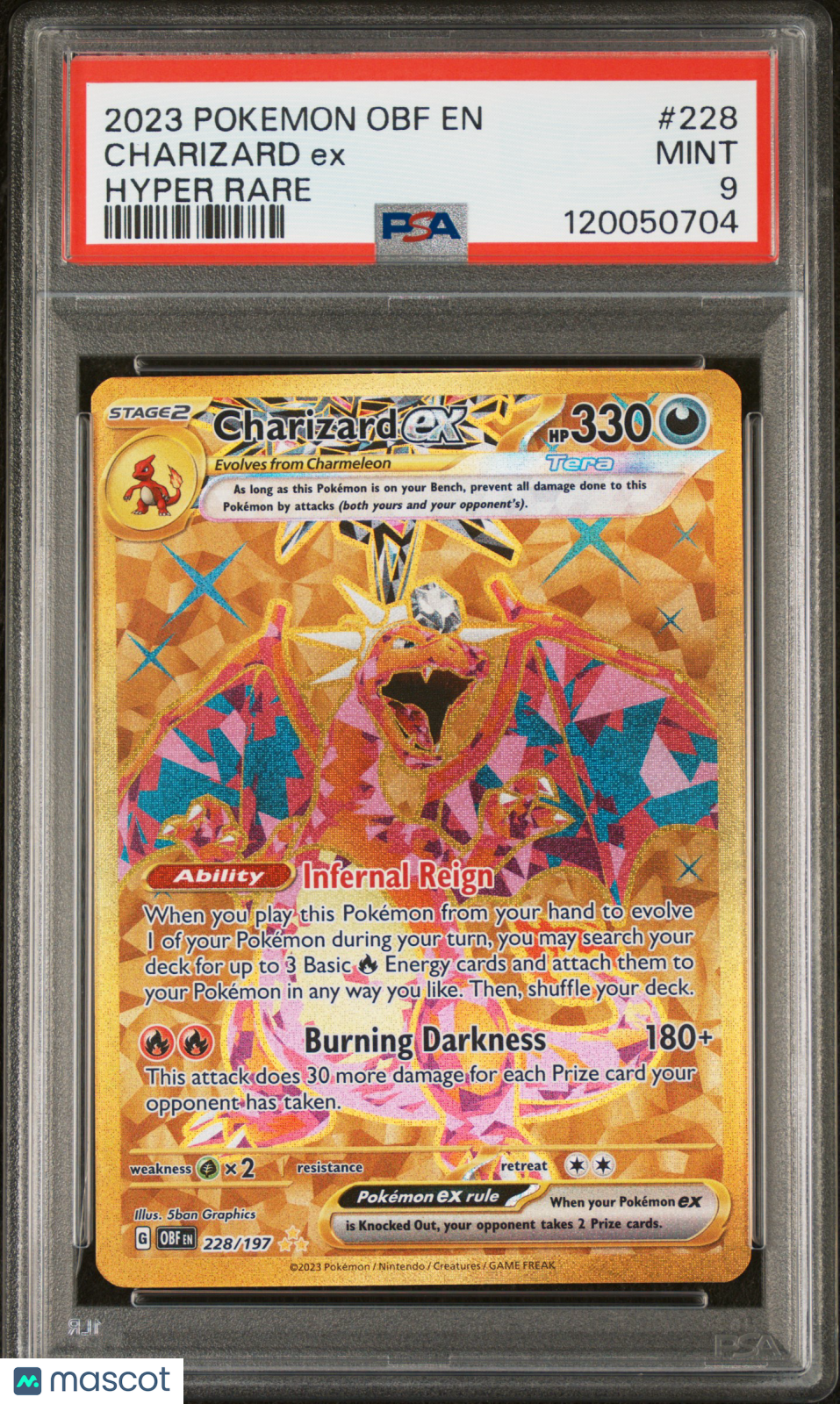 2023 Pokemon Obf EN-Obsidian Flames Charizard EX Hyper Rare PSA 9 #228