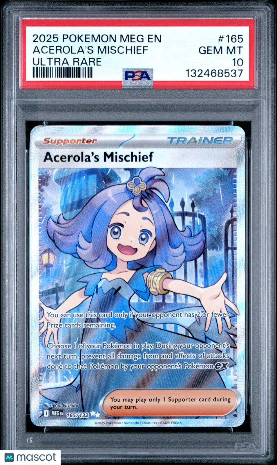2025 Pokemon Meg EN-Mega Evolution Acerola's Mischief Ultra Rare PSA 10 #165
