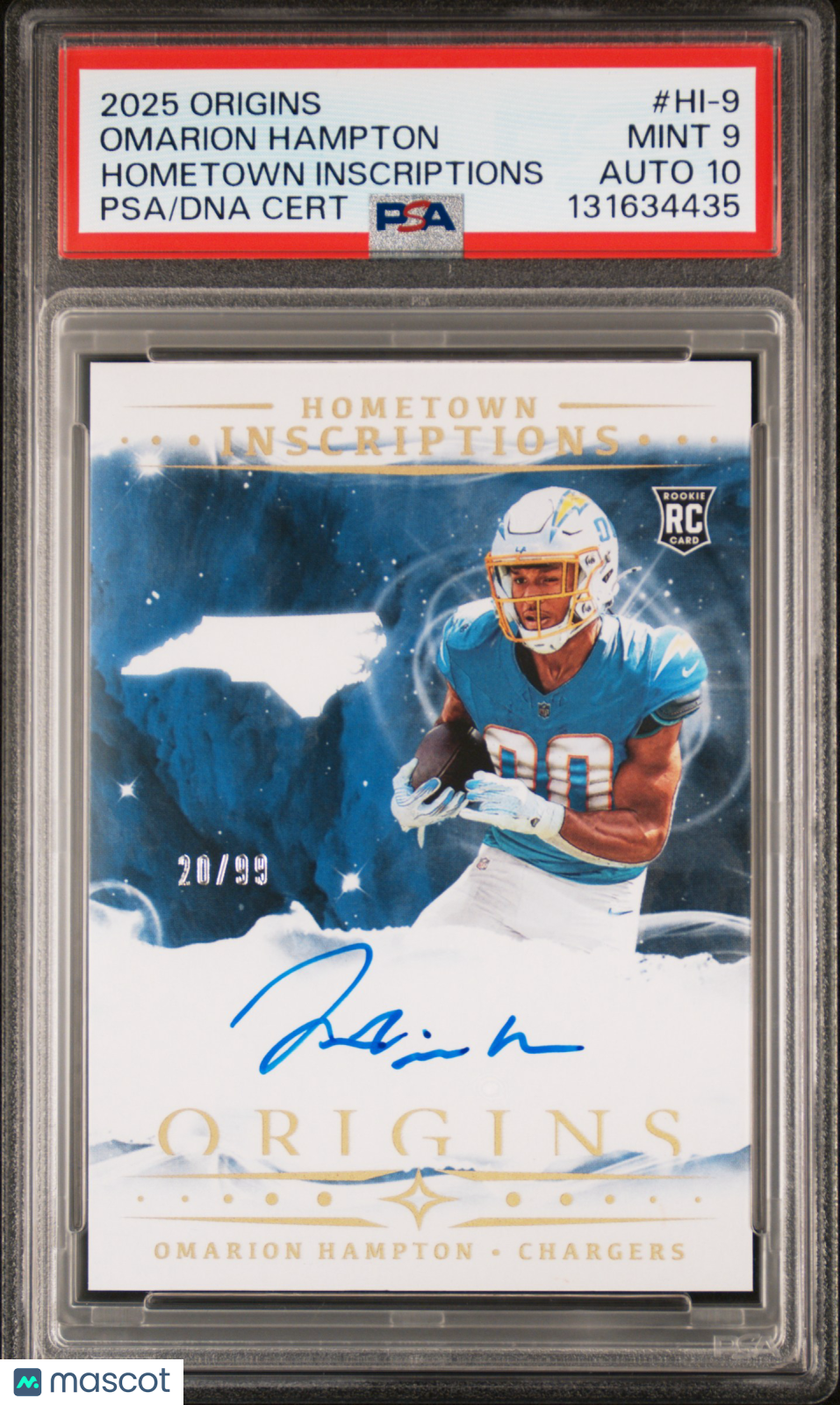 2025 Panini Origins Hometown Inscriptions Omarion Hampton #HI-9 20/99 PSA 9