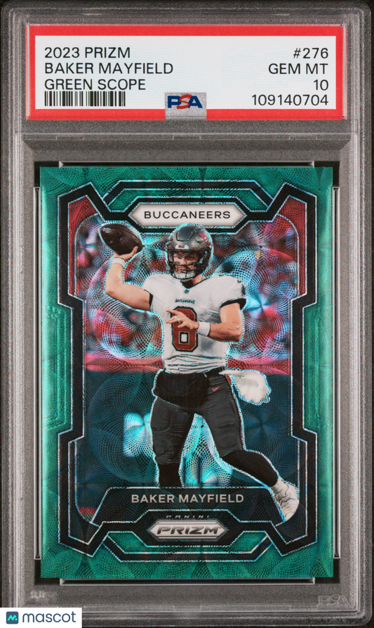 2023 Panini Prizm Baker Mayfield #276 Green Scope PSA 10
