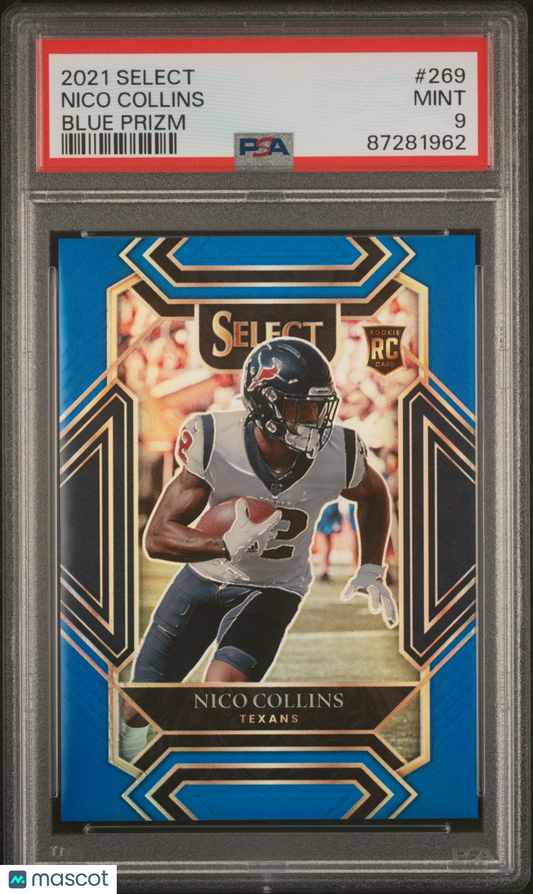 2021 Panini Select Nico Collins #269 Blue Prizm PSA 9