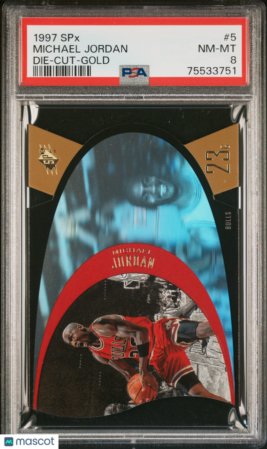 1997 SPX Die-Cut Michael Jordan #5 Gold PSA 8