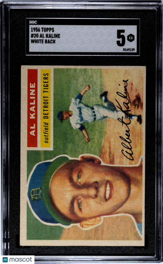 1956 Topps Al Kaline #20 White Back SGC 5