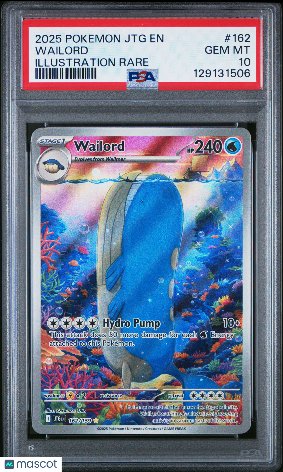 2025 Pokemon JTG EN-Journey Together Wailord Illustration Rare PSA 10 #162