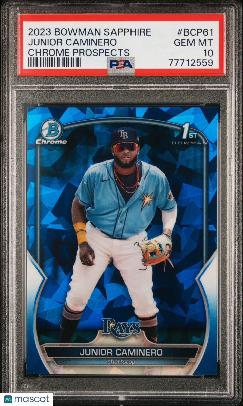 2023 Bowman Sapphire Edition Chrome Prospects Junior Caminero #BCP61 PSA 10