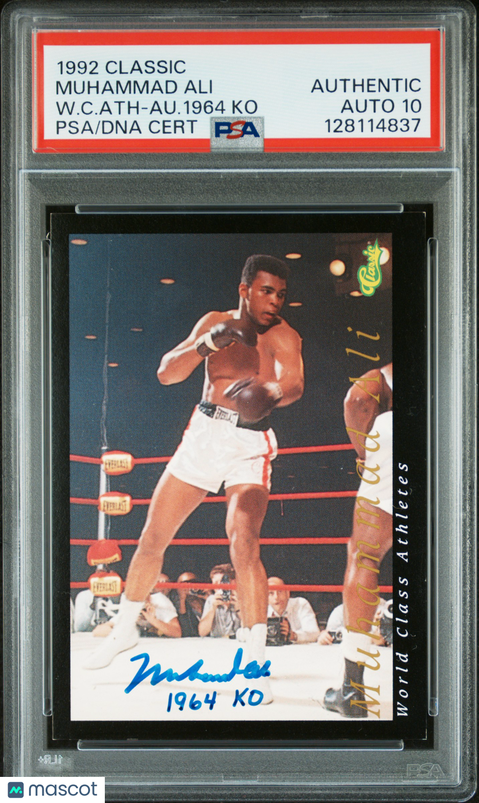 1992 Classic World Class Athletes Muhammad Ali W. C. Ath Au. 1964 Ko PSA A