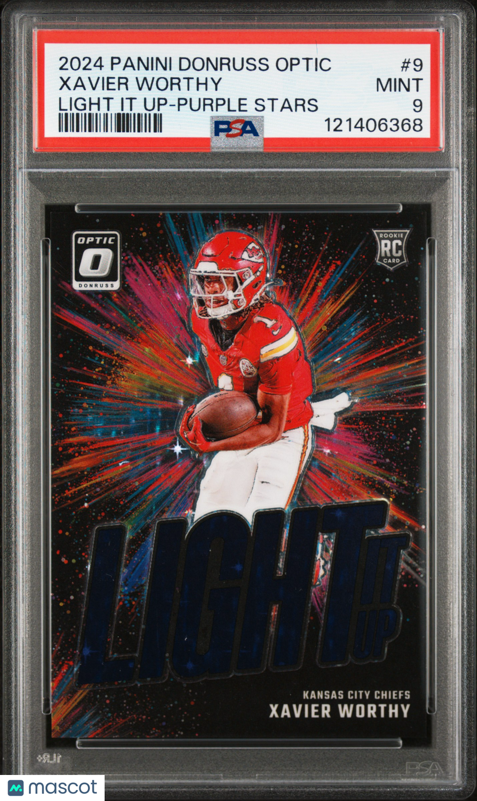 2024 Panini Donruss Optic Light It Up Xavier Worthy #9 Purple Stars PSA 9