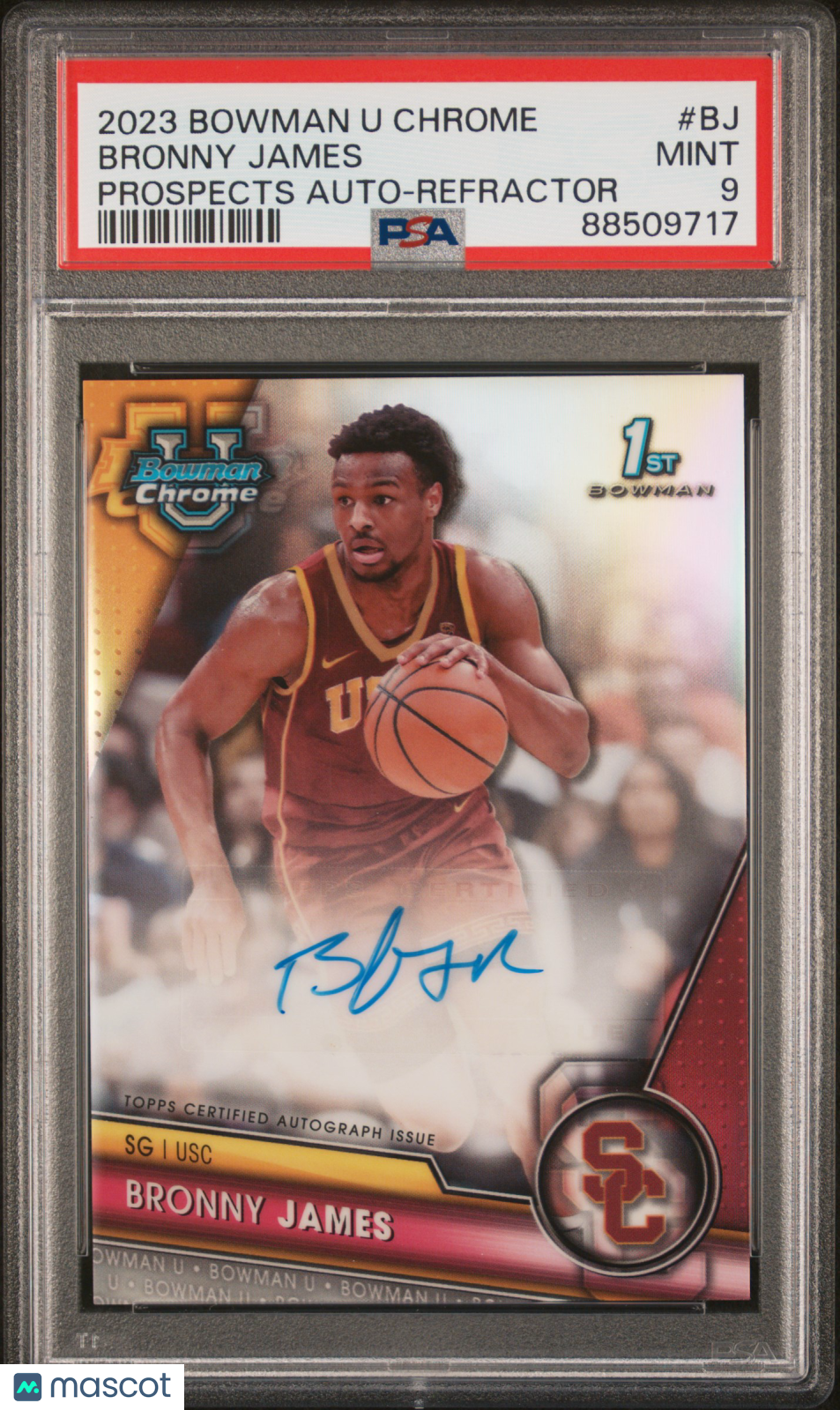2023 Bowman University Chrome Prospects Autographs Bronny James PSA 9