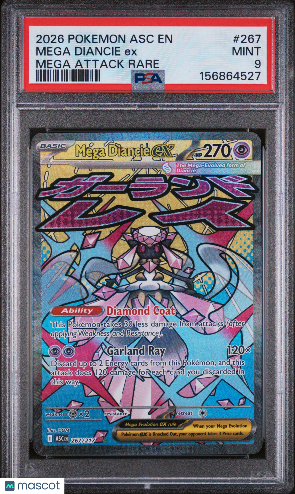 2026 Pokemon Asc EN-Ascended Heroes Mega Diancie EX Mega Attack Rare PSA 9 #267