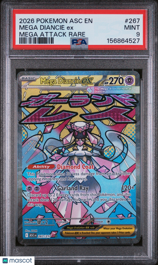 2026 Pokemon Asc EN-Ascended Heroes Mega Diancie EX Mega Attack Rare PSA 9 #267