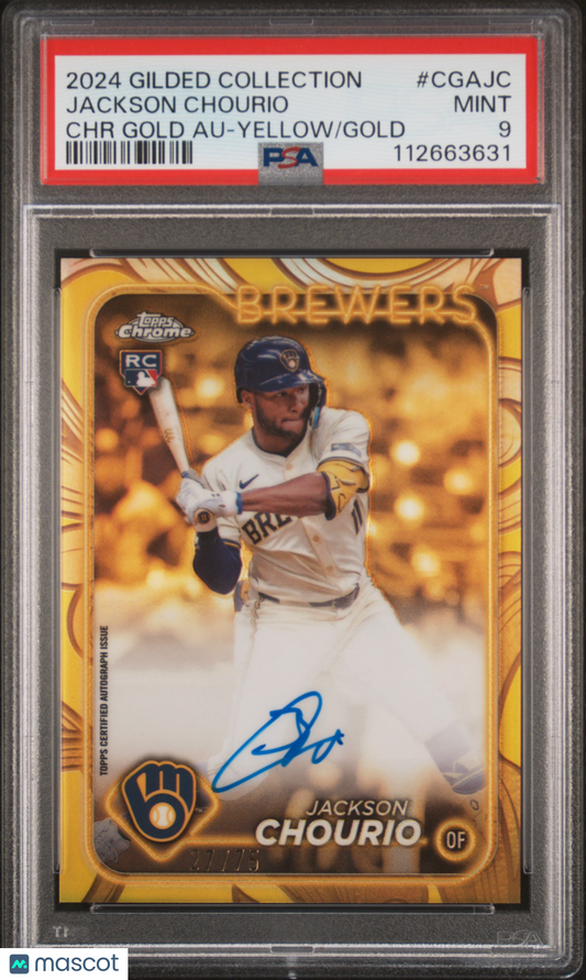 2024 Topps Gilded Collection Autographs Jackson Chourio /75 PSA 9