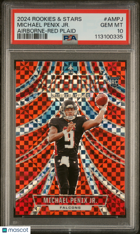 2024 Panini Rookies & Stars Airborne Michael Penix JR. #AMPJ Red Plaid PSA 10