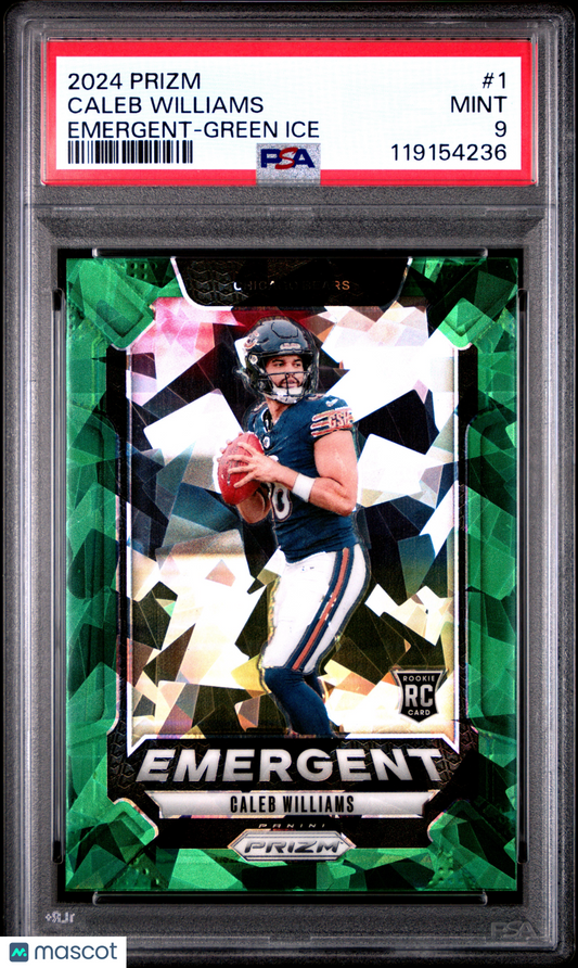 2024 Panini Prizm Emergent Caleb Williams #1 Green Ice PSA 9