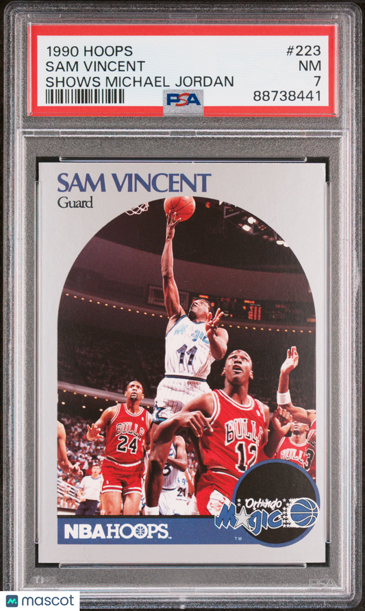 1990 Hoops Sam Vincent #223 Shows Michael Jordan PSA 7