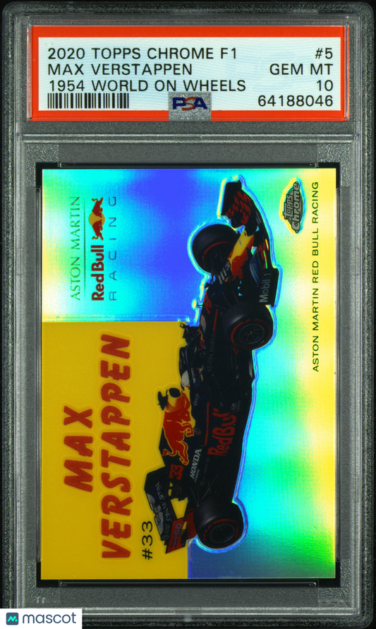 2020 Topps Chrome Formula 1 1954 World On Wheels Max Verstappen #5 PSA 10