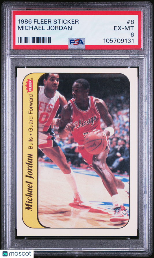 1986 Fleer Sticker Michael Jordan #8 PSA 6