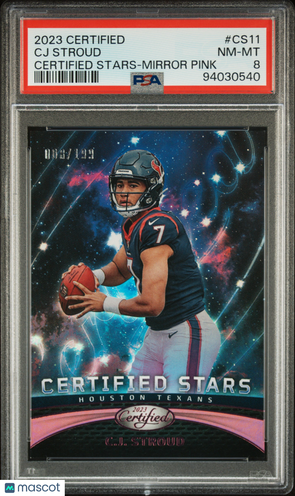 2023 Panini Certified Certified Stars CJ Stroud #CS11 Mirror Pink 003/199 PSA 8