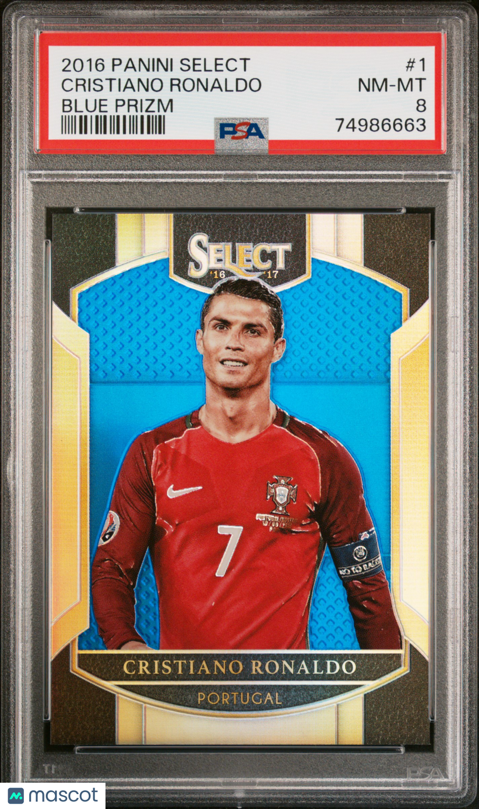 2016 Panini Select Cristiano Ronaldo #1 Blue Prizm PSA 8