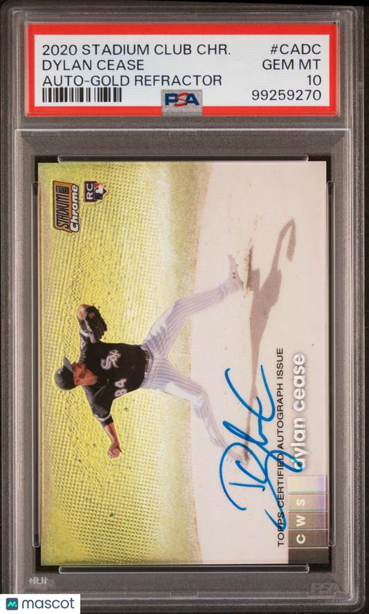 2020 Stadium Club Chrome Autographs Dylan Cease #CADC Gold Refractor PSA 10