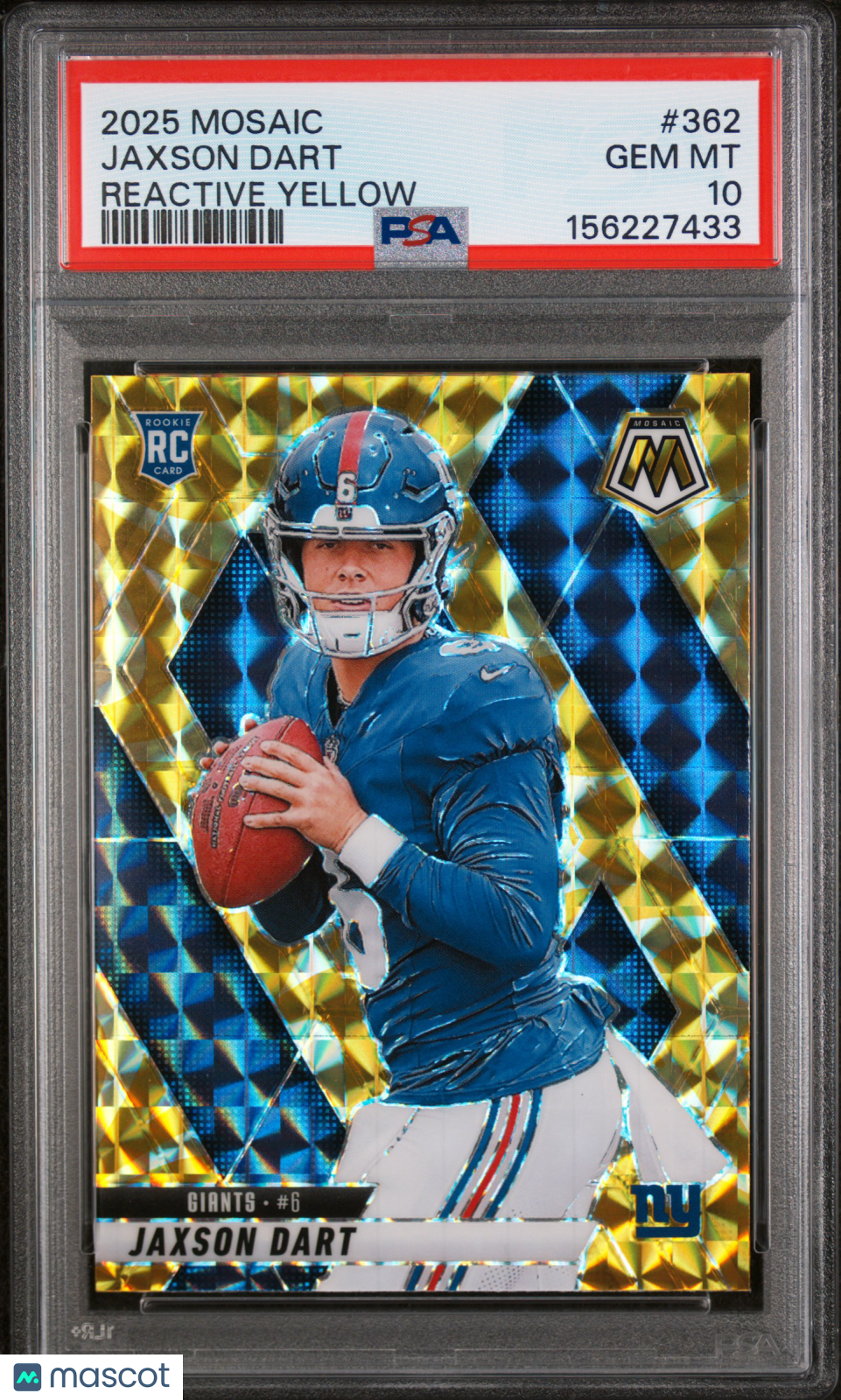 2025 Panini Mosaic Jaxson Dart #362 Reactive Yellow PSA 10