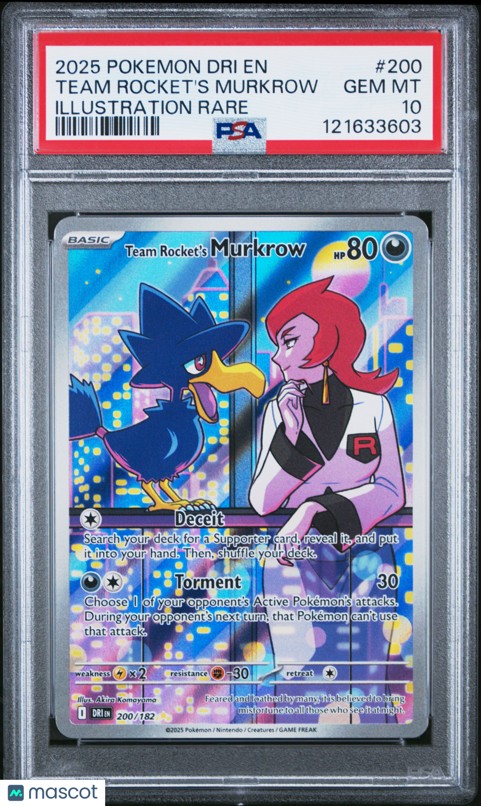 2025 Pokemon Destined Rivals Team Rocket's Murkrow Illustration Rare PSA 10 #200