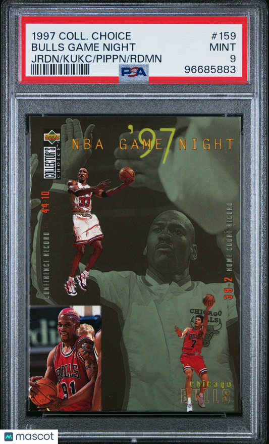 1997 Collector's Choice Bulls Game Night #159 Jrdn Kukc Pippn Rdmn PSA 9