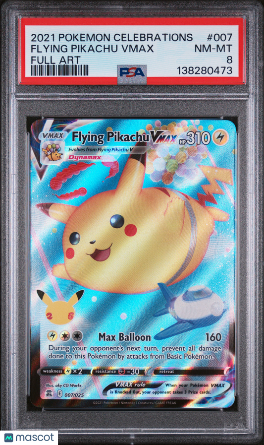 2021 Pokemon Celebrations Flying Pikachu VMAX Full Art PSA 8 #007