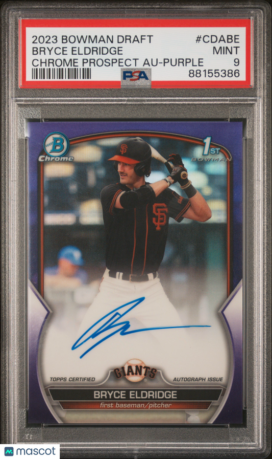 2023 Bowman Draft Chrome Prospect Autograph Bryce Eldridge #CDABE Purple PSA 9