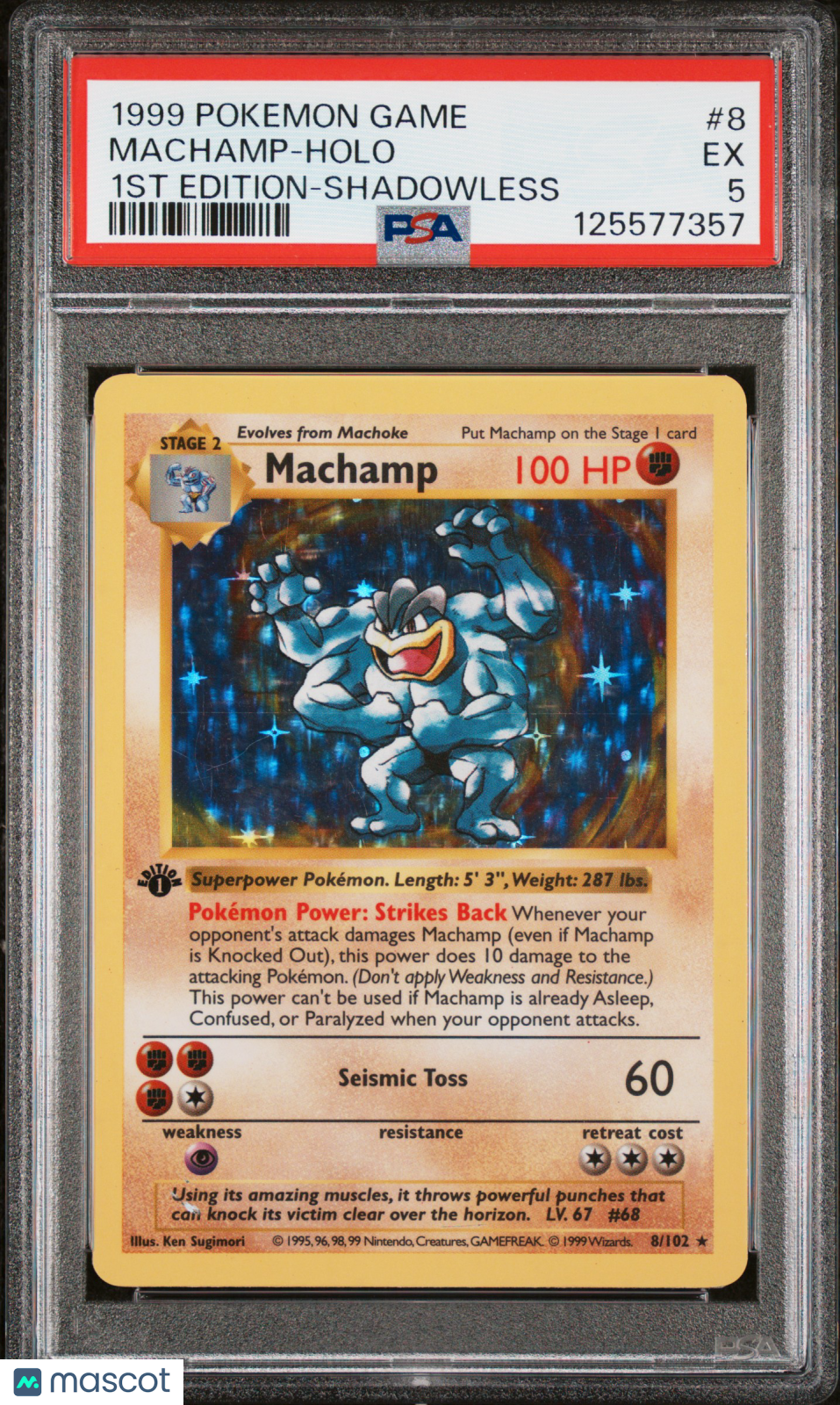 1999 Pokemon Game Machamp Holo 1st Edition-Shadowless PSA 5 #8