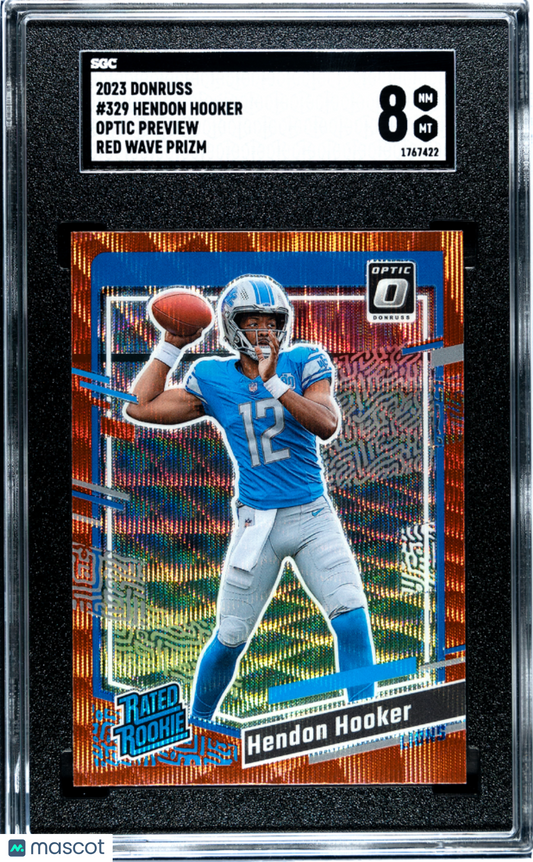 2023 Donruss Hendon Hooker #329 Optic Preview Red Wave Prizm SGC 8