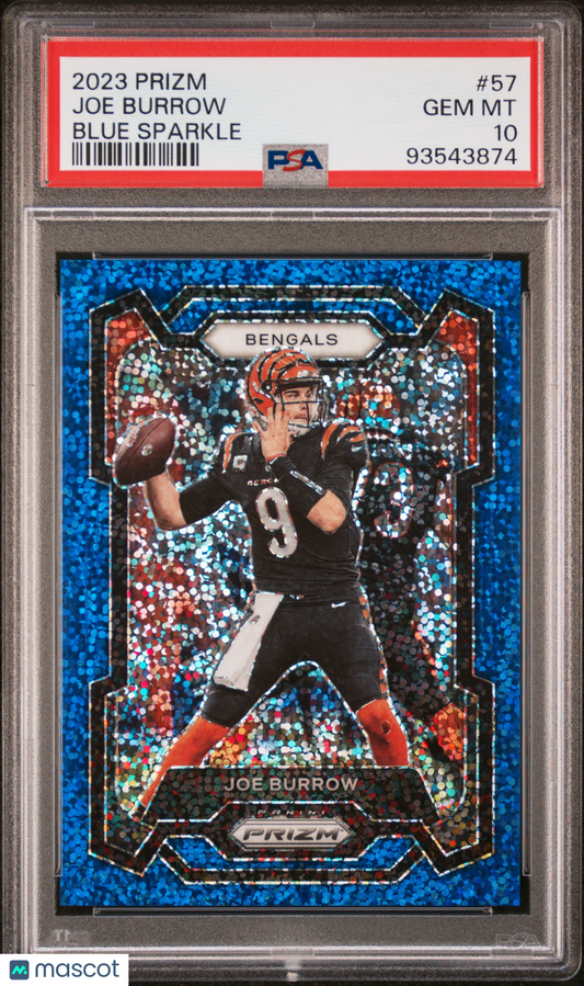 2023 Panini Prizm Joe Burrow #57 Blue Sparkle PSA 10