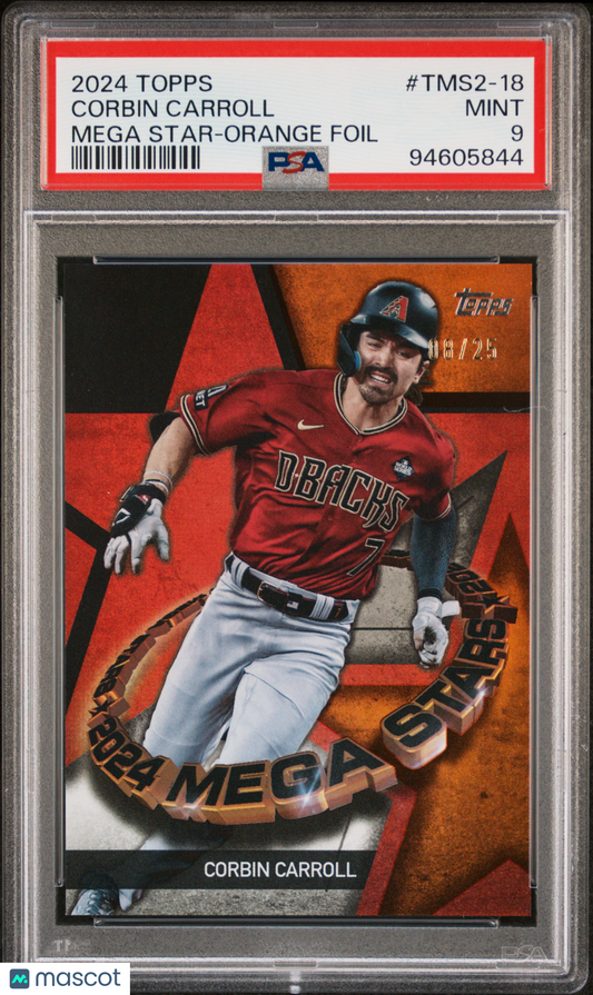 2024 Topps Mega Star Corbin Carroll #TMS2-18 Orange Foil 08/25 PSA 9