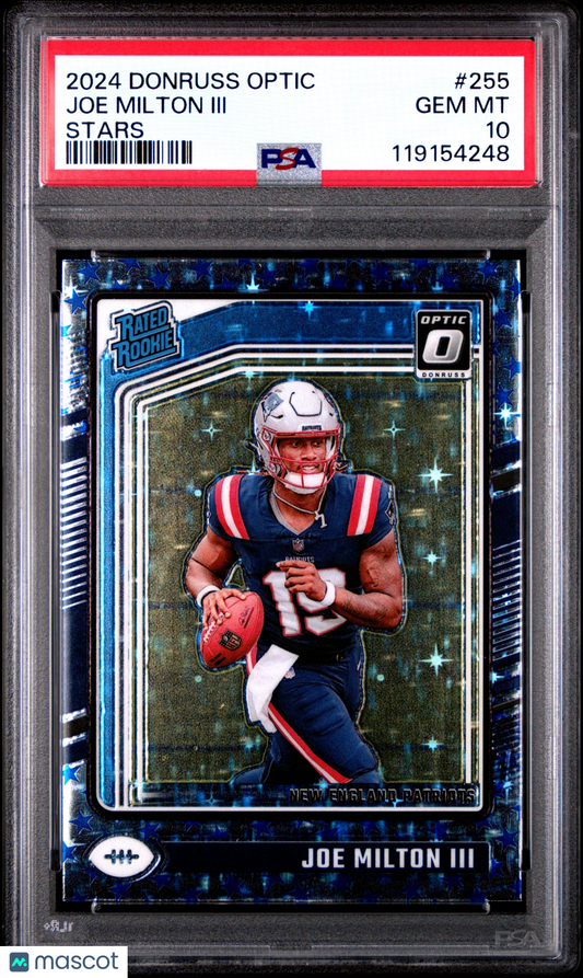 2024 Panini Donruss Optic Joe Milton III #255 Stars PSA 10