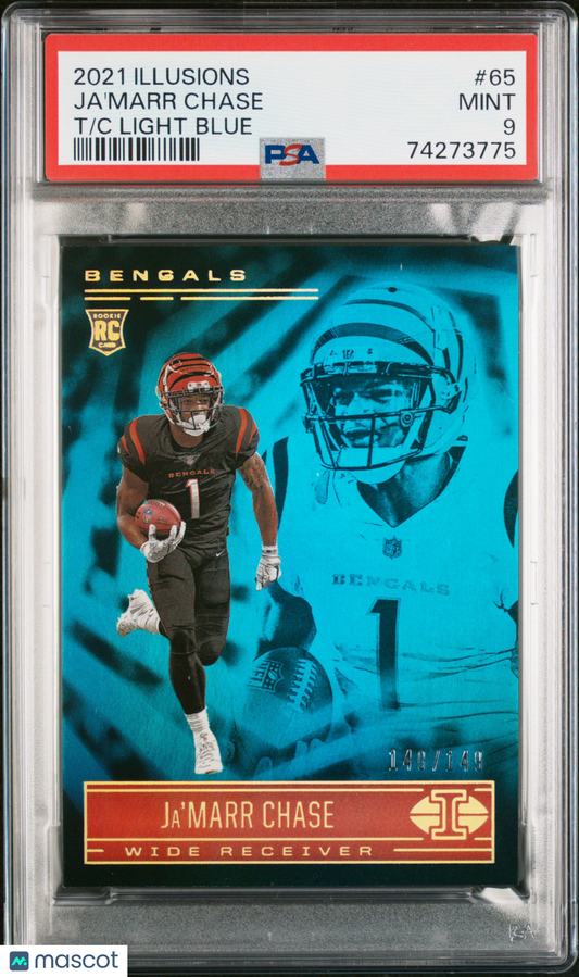2021 Panini Illusions Ja'marr Chase #65 T C Light Blue 140/149 PSA 9