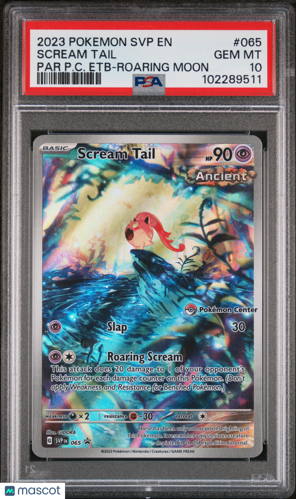 2023 Pokemon SVP Black Star Promo Scream Tail Pokemon Center Stamp PSA 10 #065
