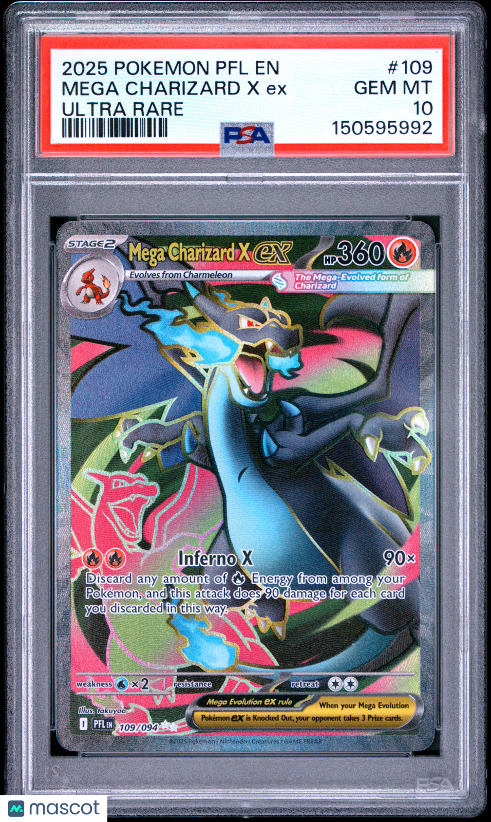 2025 Pokemon PFL EN-Phantasmal Flames Mega Charizard X EX Ultra Rare PSA 10 #109