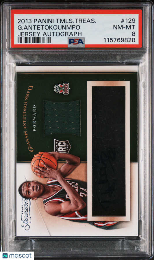 2013 Panini Timeless Treasures G. Antetokounmpo #129 Jersey Autograph PSA 8