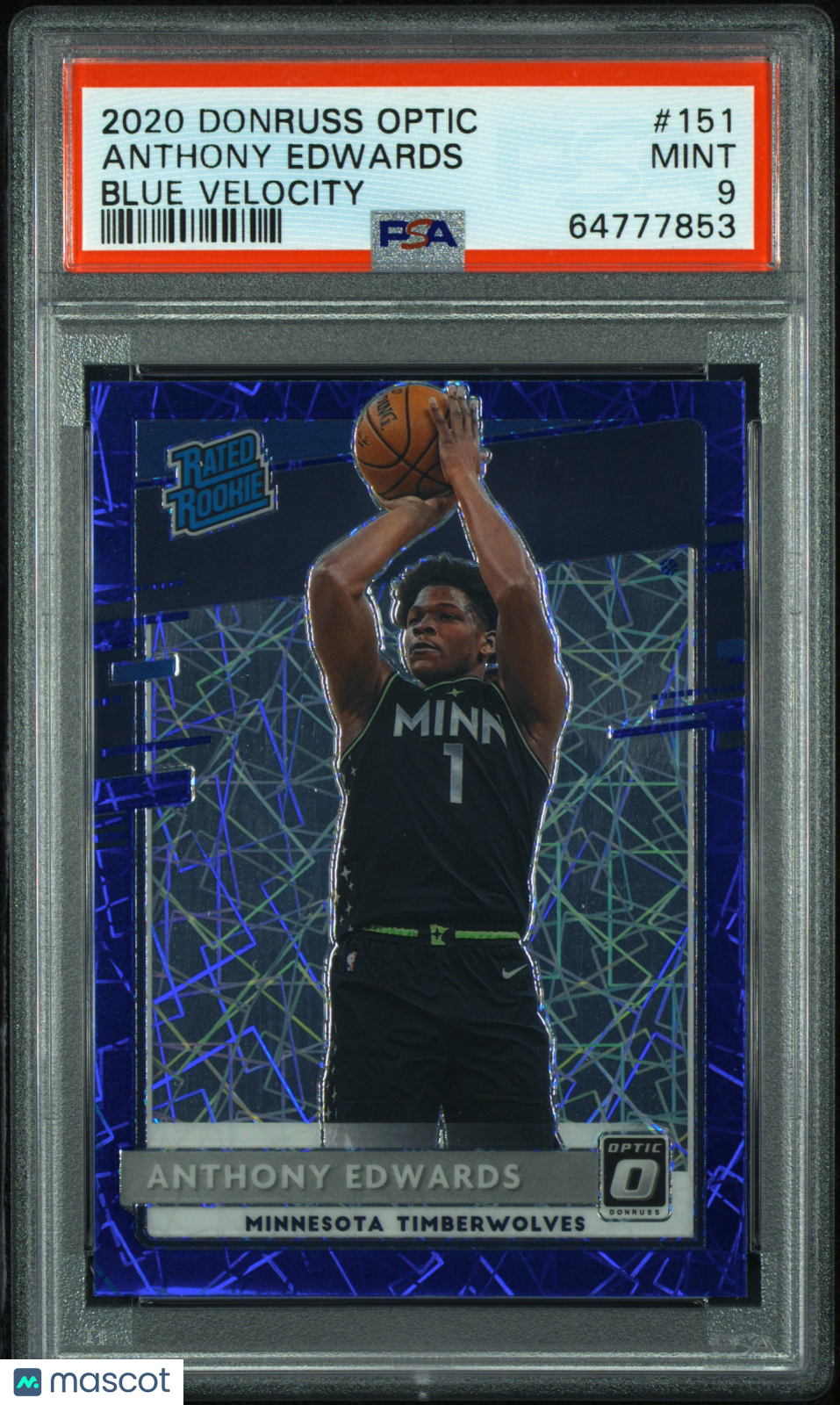 2020 Panini Donruss Optic Anthony Edwards #151 Blue Velocity PSA 9