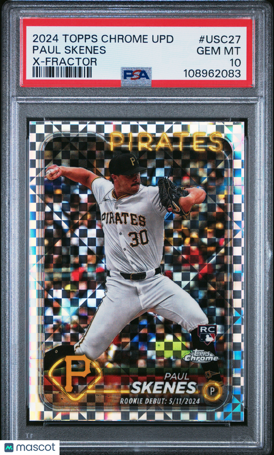 2024 Topps Chrome Update Paul Skenes #USC27 X Fractor PSA 10