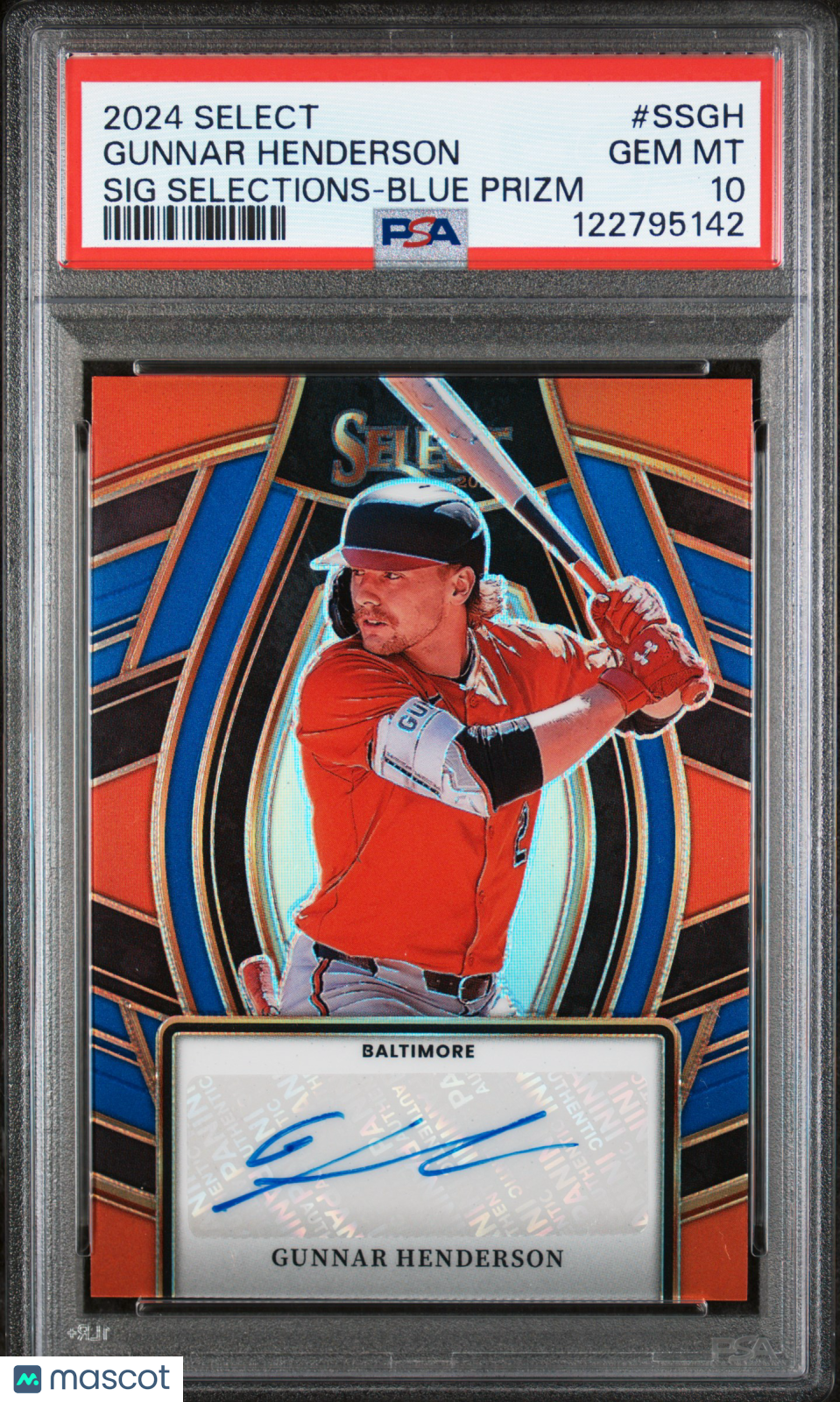 2024 Panini Select Signature Selections Gunnar Henderson #SSGH Blue Prizm PSA 10