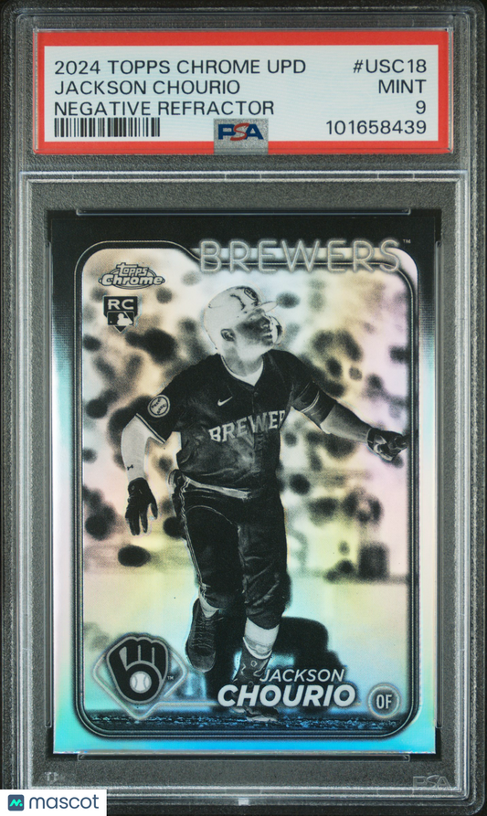 2024 Topps Chrome Update Jackson Chourio #USC18 Negative Refractor PSA 9