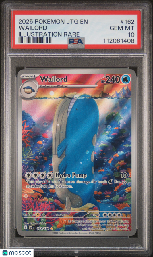 2025 Pokemon JTG EN-Journey Together Wailord Illustration Rare PSA 10 #162